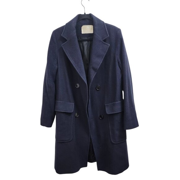 FLEURETTE DOUBLE BREASTED WOOL /Cashmere A-LINE MIDNIGHT LONG JACKET COAT sz 8 - Picture 4 of 15